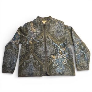 Coldwater Creek Blue and Black Paisley Large Jacket